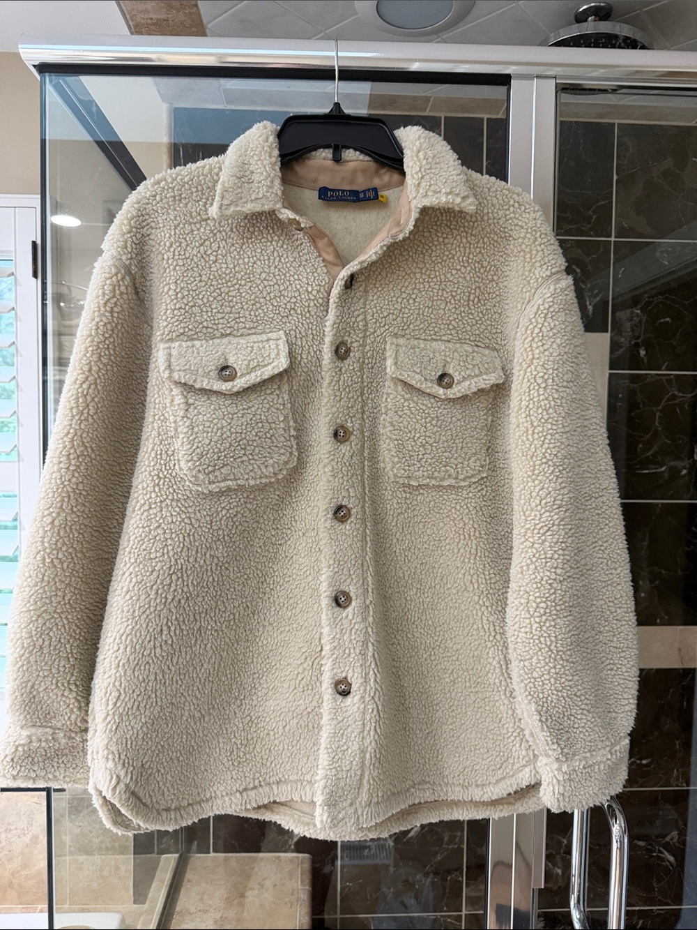 Polo by Ralph Lauren Cream Sherpa Shirt Jacket